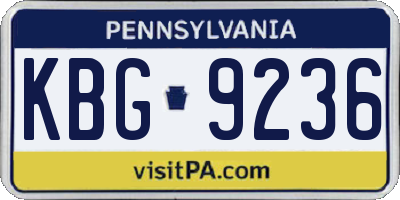 PA license plate KBG9236