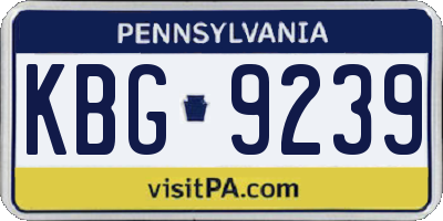 PA license plate KBG9239