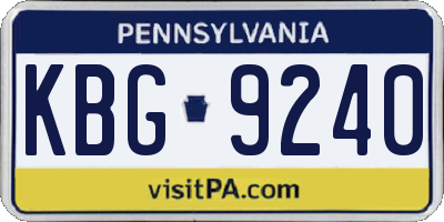 PA license plate KBG9240