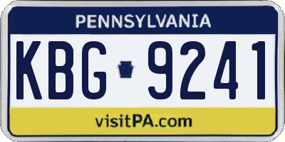 PA license plate KBG9241