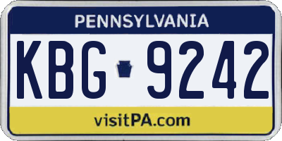 PA license plate KBG9242