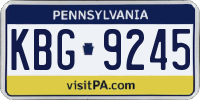 PA license plate KBG9245