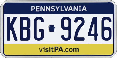 PA license plate KBG9246