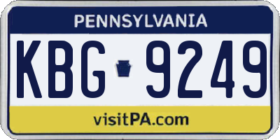 PA license plate KBG9249