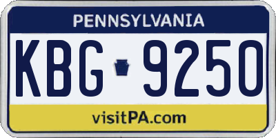 PA license plate KBG9250