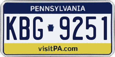 PA license plate KBG9251