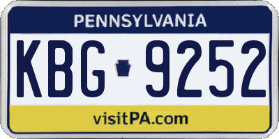 PA license plate KBG9252