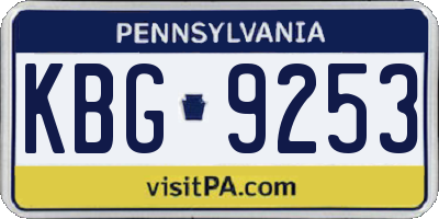 PA license plate KBG9253