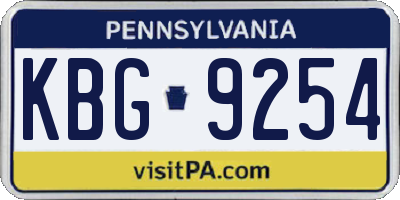 PA license plate KBG9254