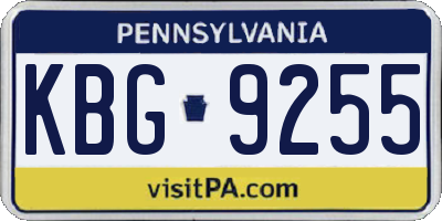 PA license plate KBG9255