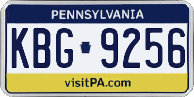 PA license plate KBG9256