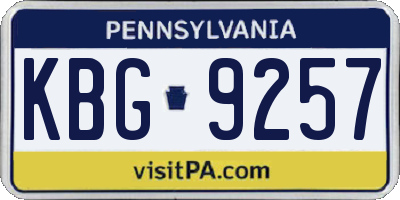 PA license plate KBG9257