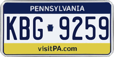 PA license plate KBG9259