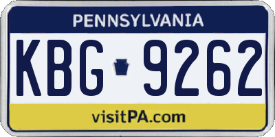 PA license plate KBG9262