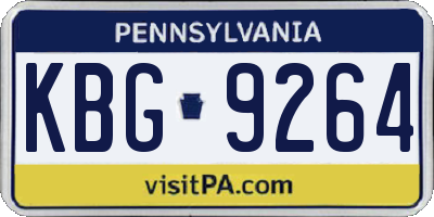 PA license plate KBG9264