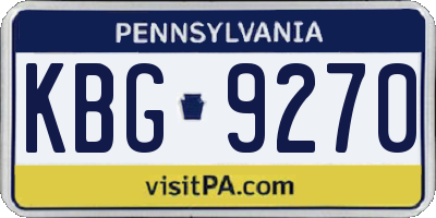 PA license plate KBG9270