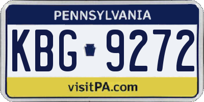 PA license plate KBG9272