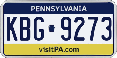 PA license plate KBG9273