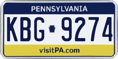 PA license plate KBG9274