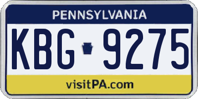 PA license plate KBG9275