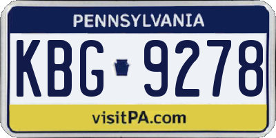 PA license plate KBG9278