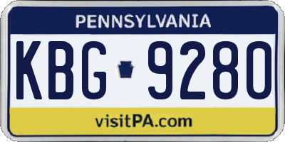 PA license plate KBG9280