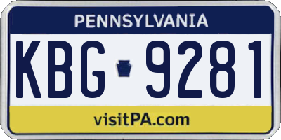 PA license plate KBG9281