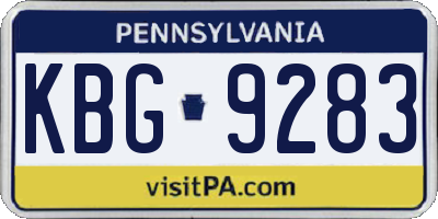 PA license plate KBG9283