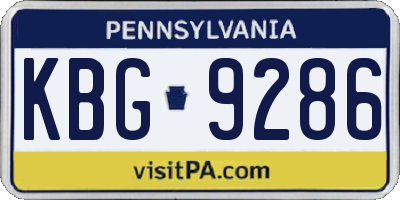PA license plate KBG9286