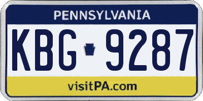 PA license plate KBG9287