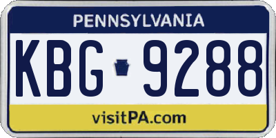PA license plate KBG9288