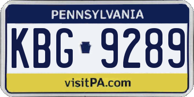 PA license plate KBG9289