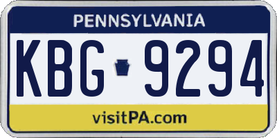 PA license plate KBG9294