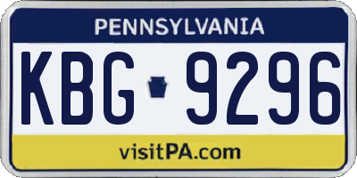 PA license plate KBG9296