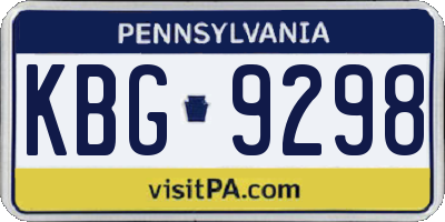 PA license plate KBG9298