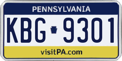 PA license plate KBG9301