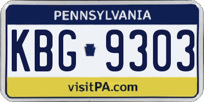 PA license plate KBG9303