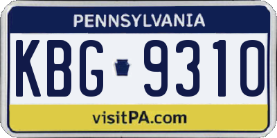 PA license plate KBG9310
