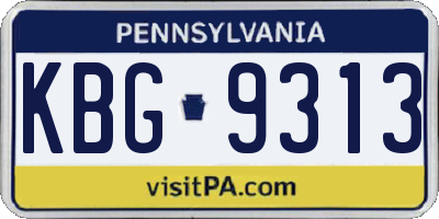PA license plate KBG9313