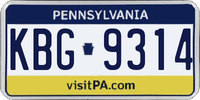 PA license plate KBG9314