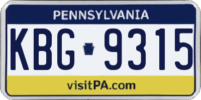 PA license plate KBG9315