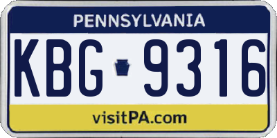 PA license plate KBG9316