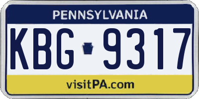PA license plate KBG9317