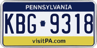 PA license plate KBG9318