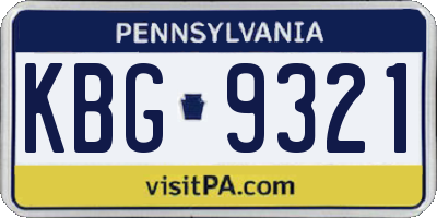 PA license plate KBG9321