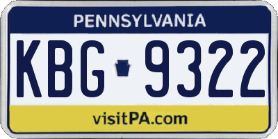 PA license plate KBG9322