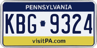 PA license plate KBG9324