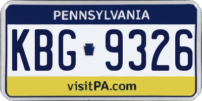 PA license plate KBG9326
