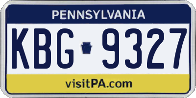 PA license plate KBG9327