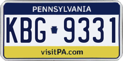 PA license plate KBG9331